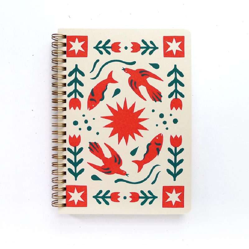 Spiral Notebook - Folk Flower