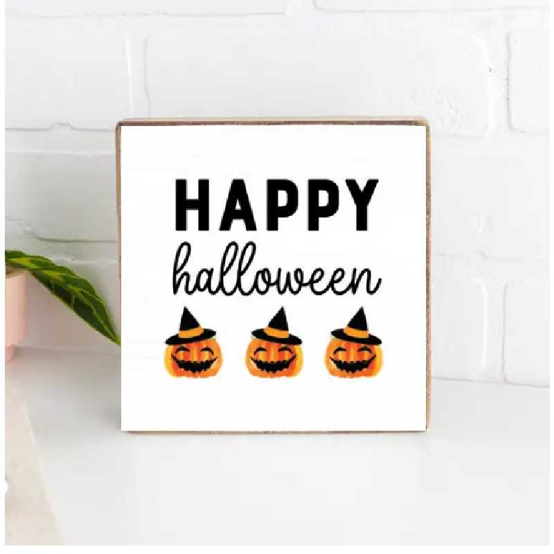 Happy Halloween Wooden Block