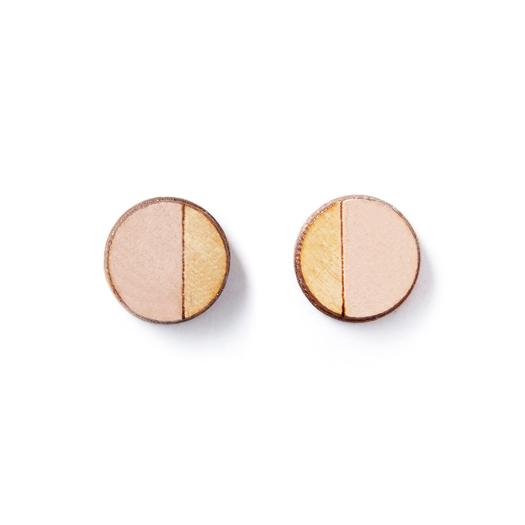 Round Wooden Studs Earrings