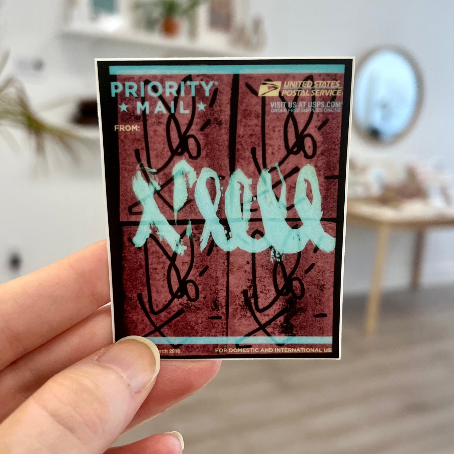 David House Sticker - Blue Writing