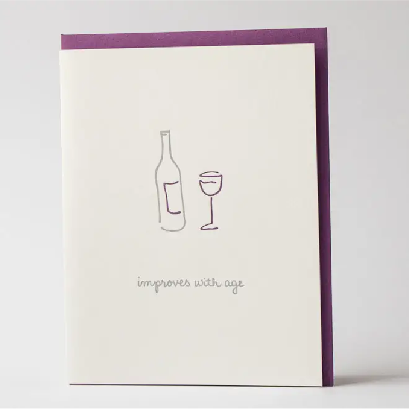 Birthday Card - Wine Improves with Age