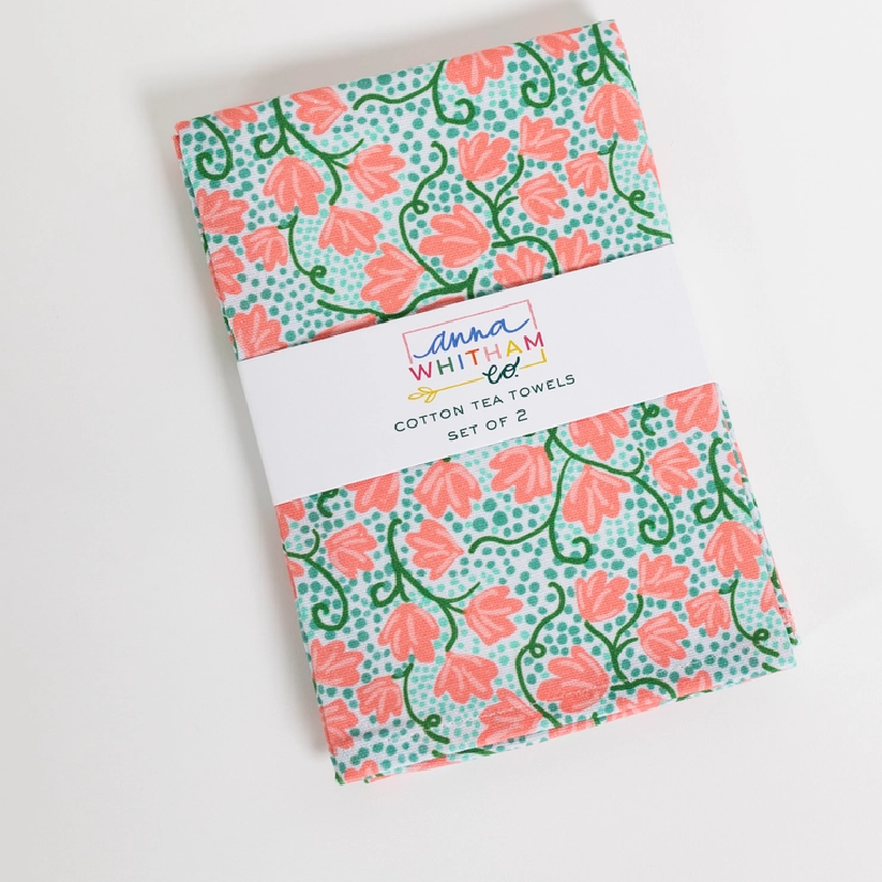 Tea Towel - Pink Vine