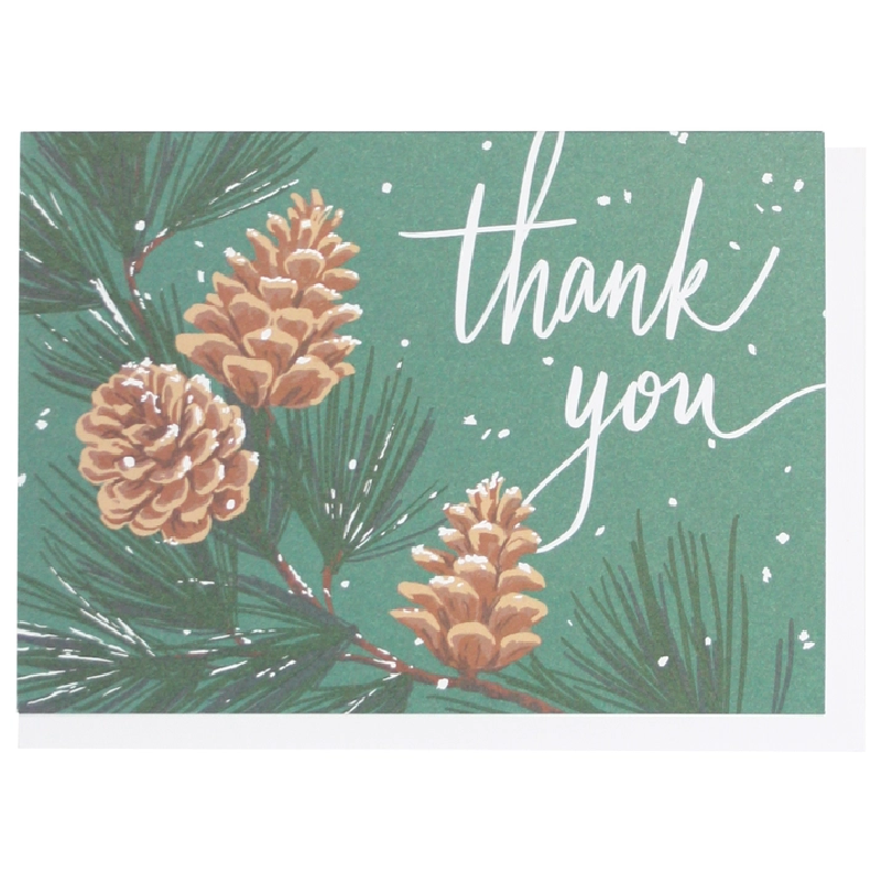 Green Pinecone Thank You Notes (Set of 8)