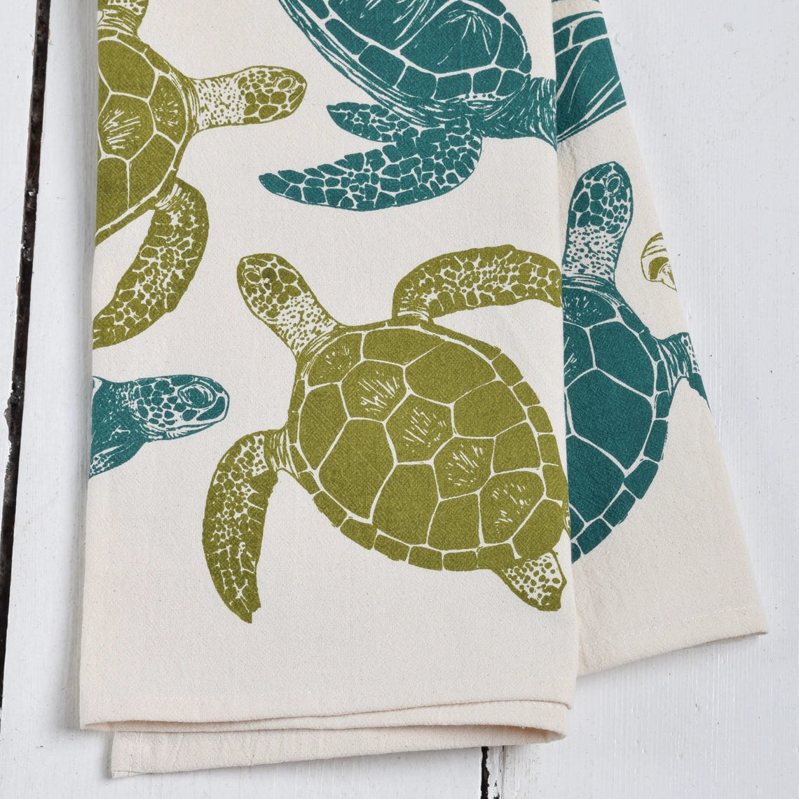 Green Turtles Oversized Tea Towel