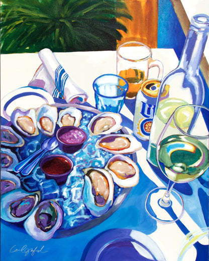 Oysters and Wine Art Print