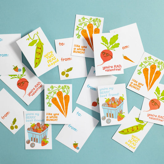 Fruits and Veggies Valentine Card Set (Box of 16)