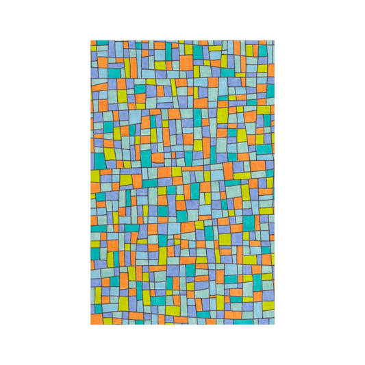 Blue, Orange, and Green Stained Glass Postcard