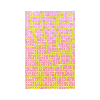 Pink and Green Wavy Grid Postcard