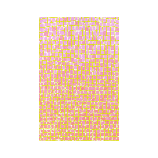 Pink and Green Wavy Grid Postcard