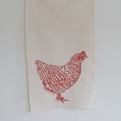 Red Chicken Tea Towel