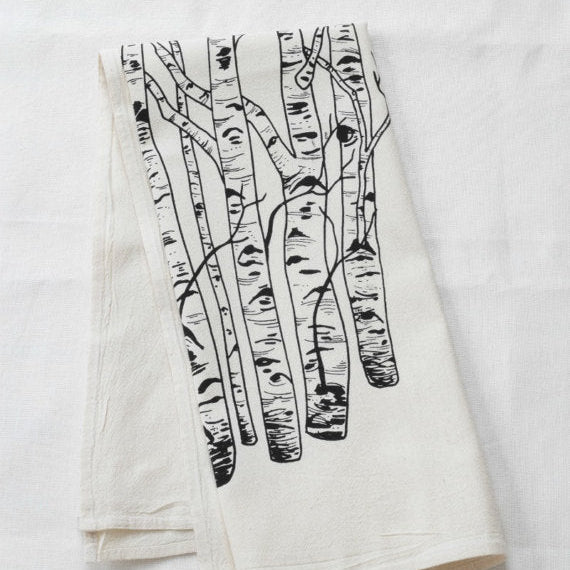 Black Birch Tree Tea Towel