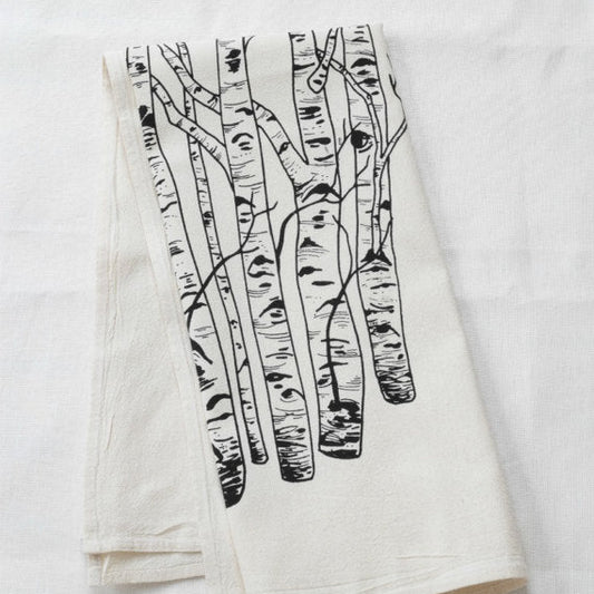 Black Birch Tree Tea Towel