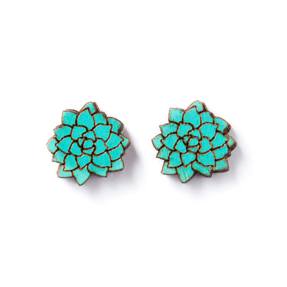 Wooden Flower - Stud Earrings