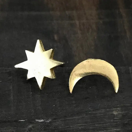 Moon Star Stud Earrings