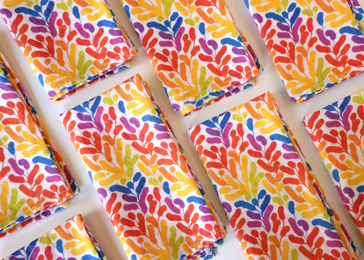 Climbing Vine/Rainbow Linen Napkins (set of 4)