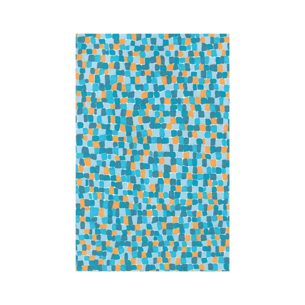 Blue and Orange Grid Postcard