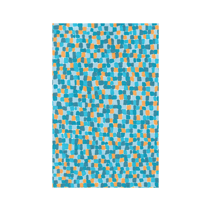 Blue and Orange Grid Postcard