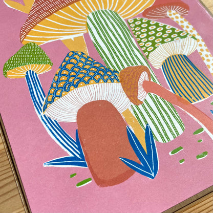 Pink Mushrooms Art Print