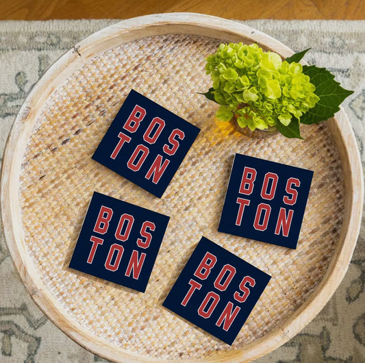 Wooden Boston Coasters (Red and Blue)