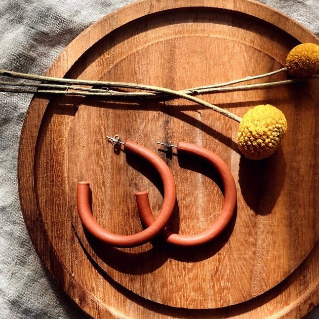 Large Terracotta Hoop Earrings