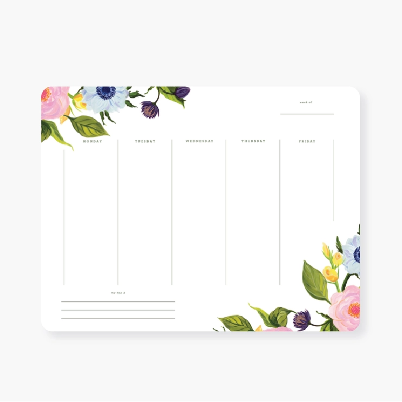 Floral Weekly Calendar Pad