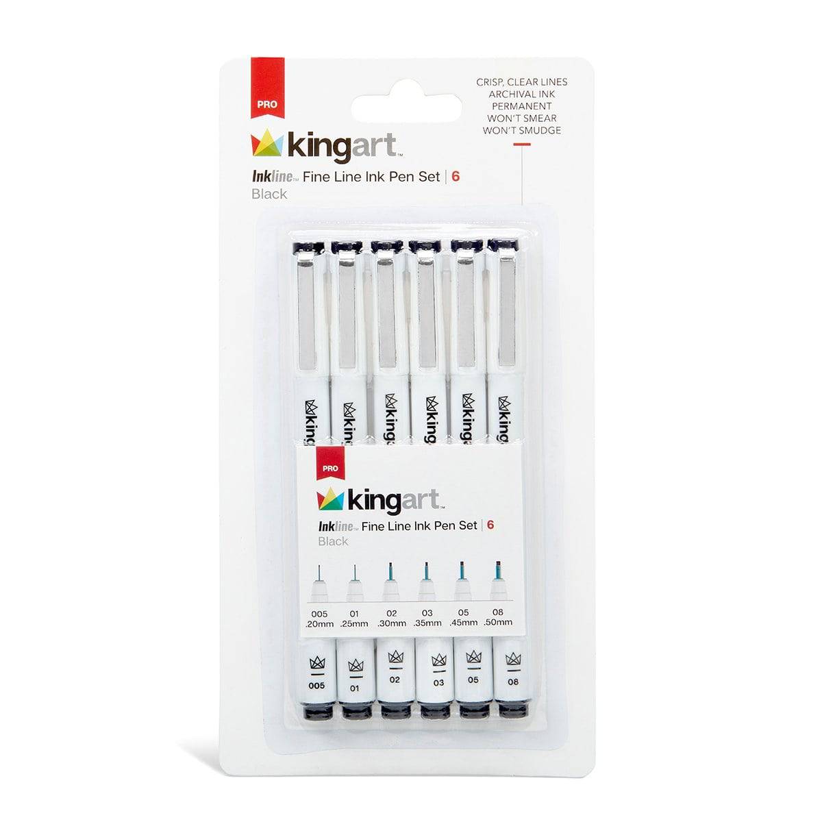 Inkline Pro Fine Line Black Ink Pens (Pack of 6)