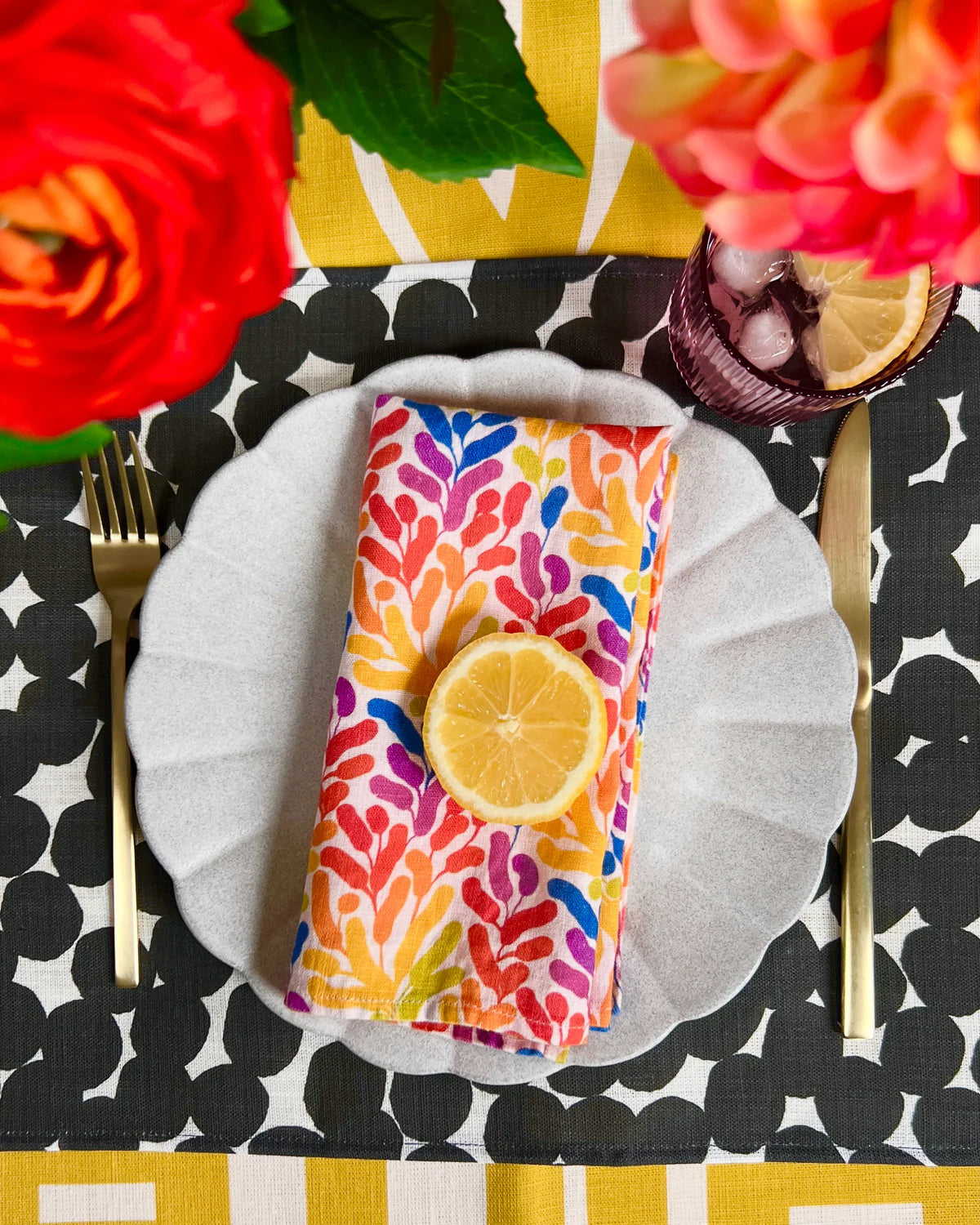 Climbing Vine/Rainbow Linen Napkins (set of 4)