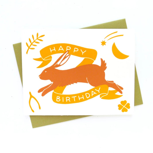 Orange Bunny Birthday Card