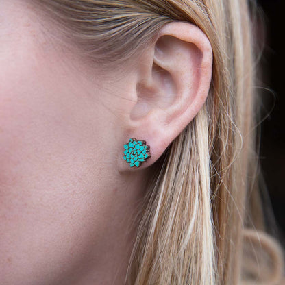 Wooden Flower - Stud Earrings