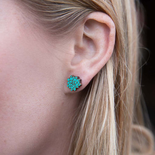 Wooden Flower - Stud Earrings
