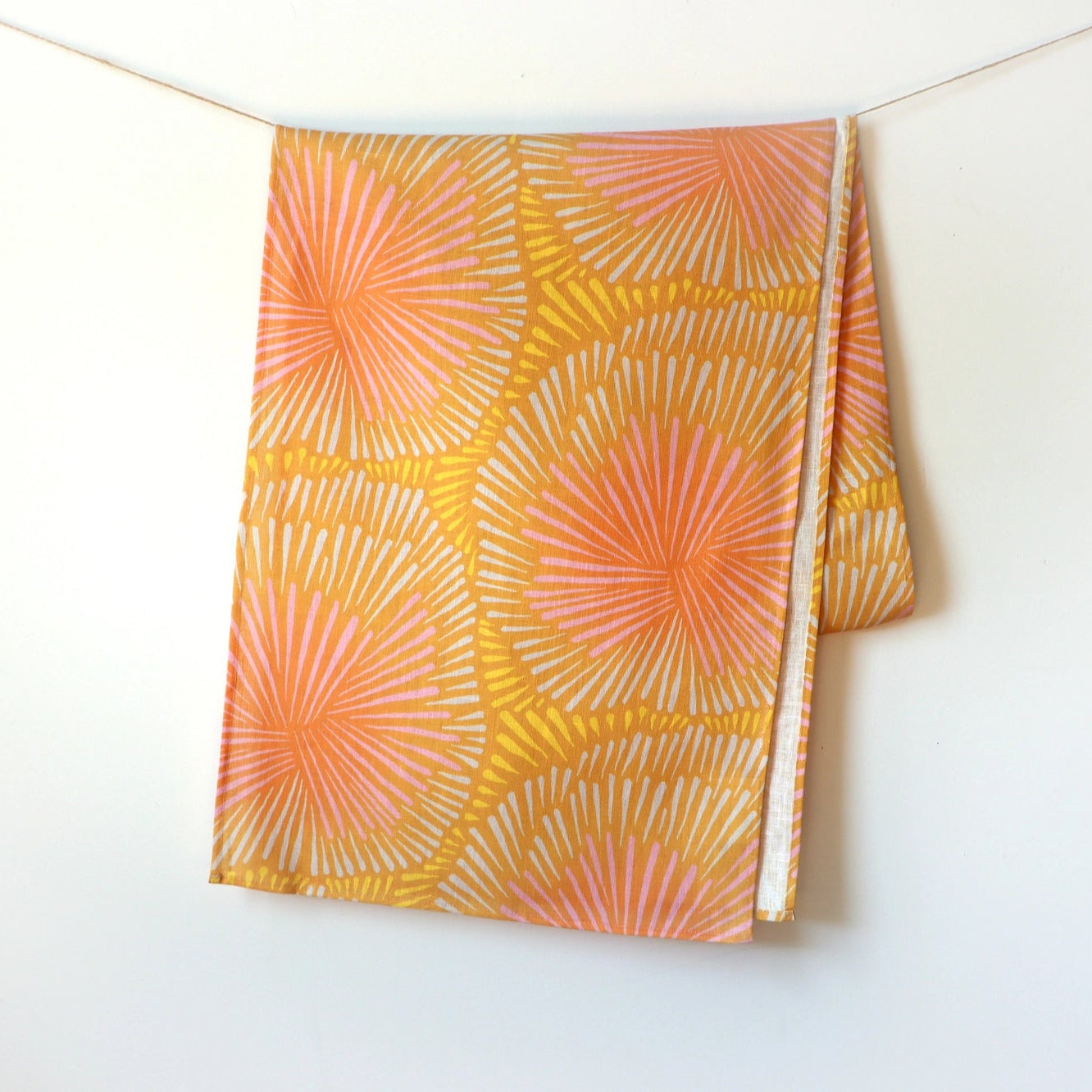 Fabric with geometric pattern on a white background