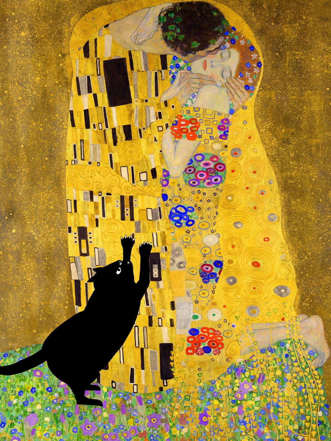 Cats in Famous Paintings - Klimt's The Kiss