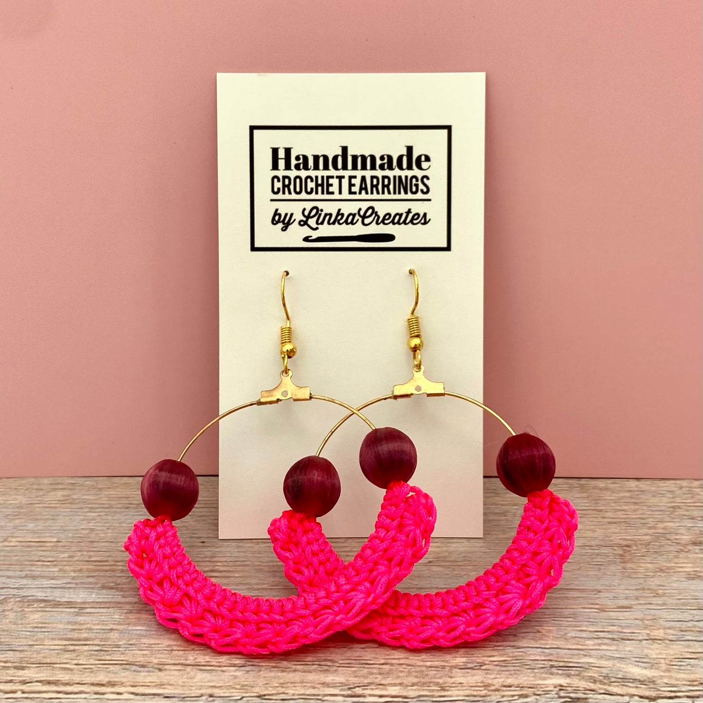 Crochet Earrings - Pink Hoops