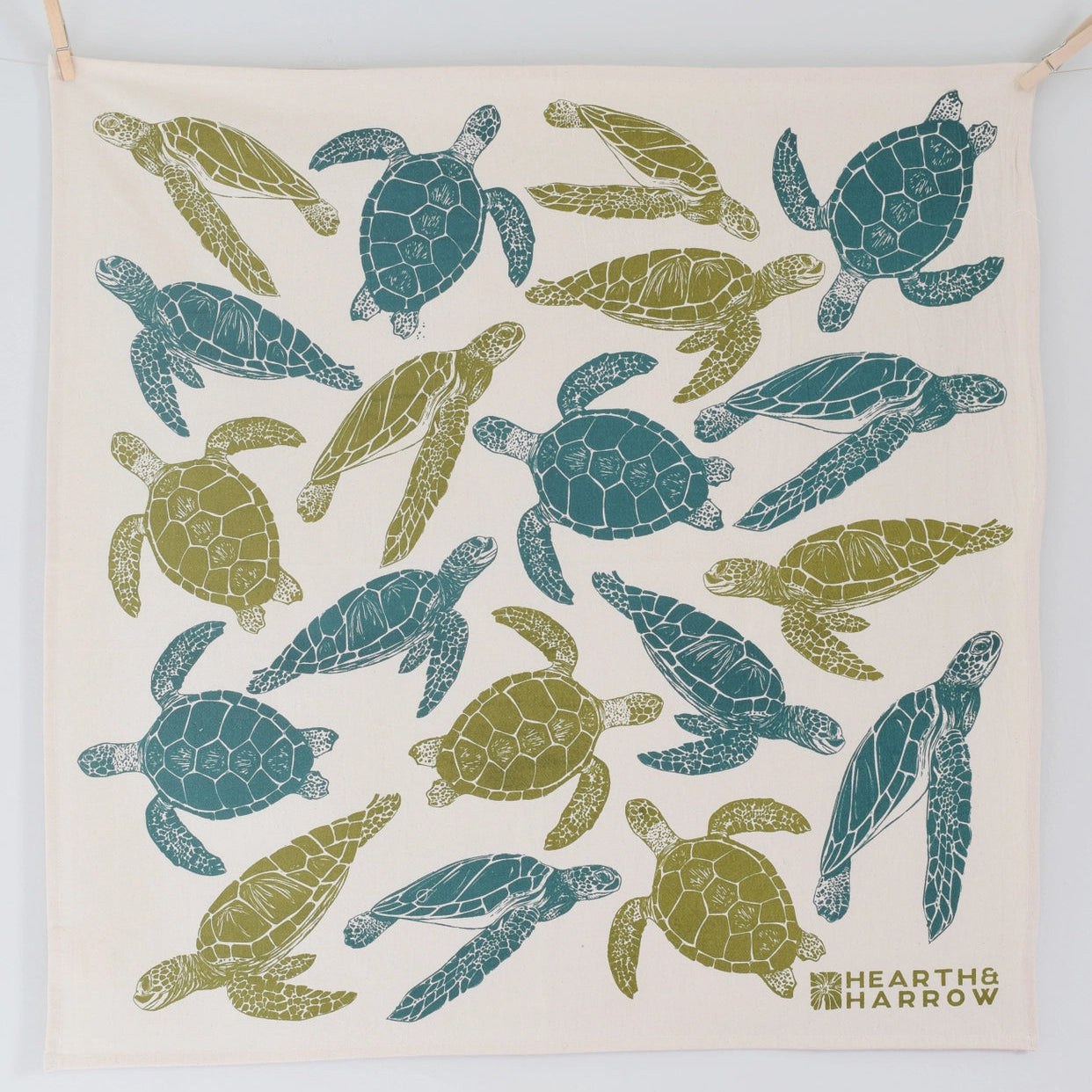 Green Turtles Oversized Tea Towel