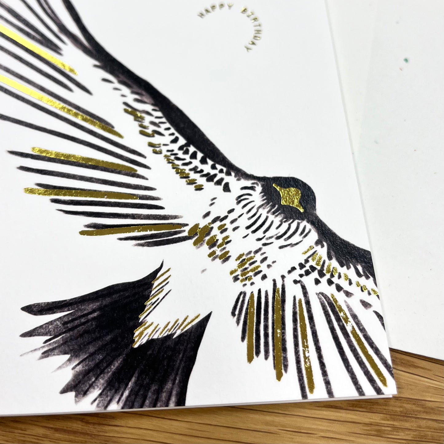 Birthday Card - eagle with gold wings