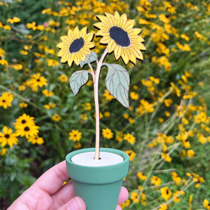 Hand-Painted Wooden Sunflower