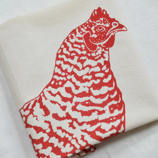 Red Chicken Tea Towel