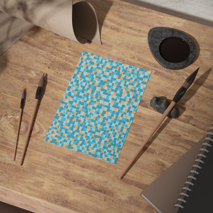 Blue and Orange Grid Postcard