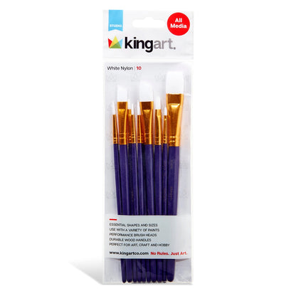 White Nylon Paintbrushes (Set of 10)