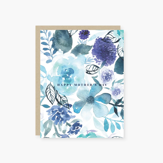 azure floral watercolor mother's day card
