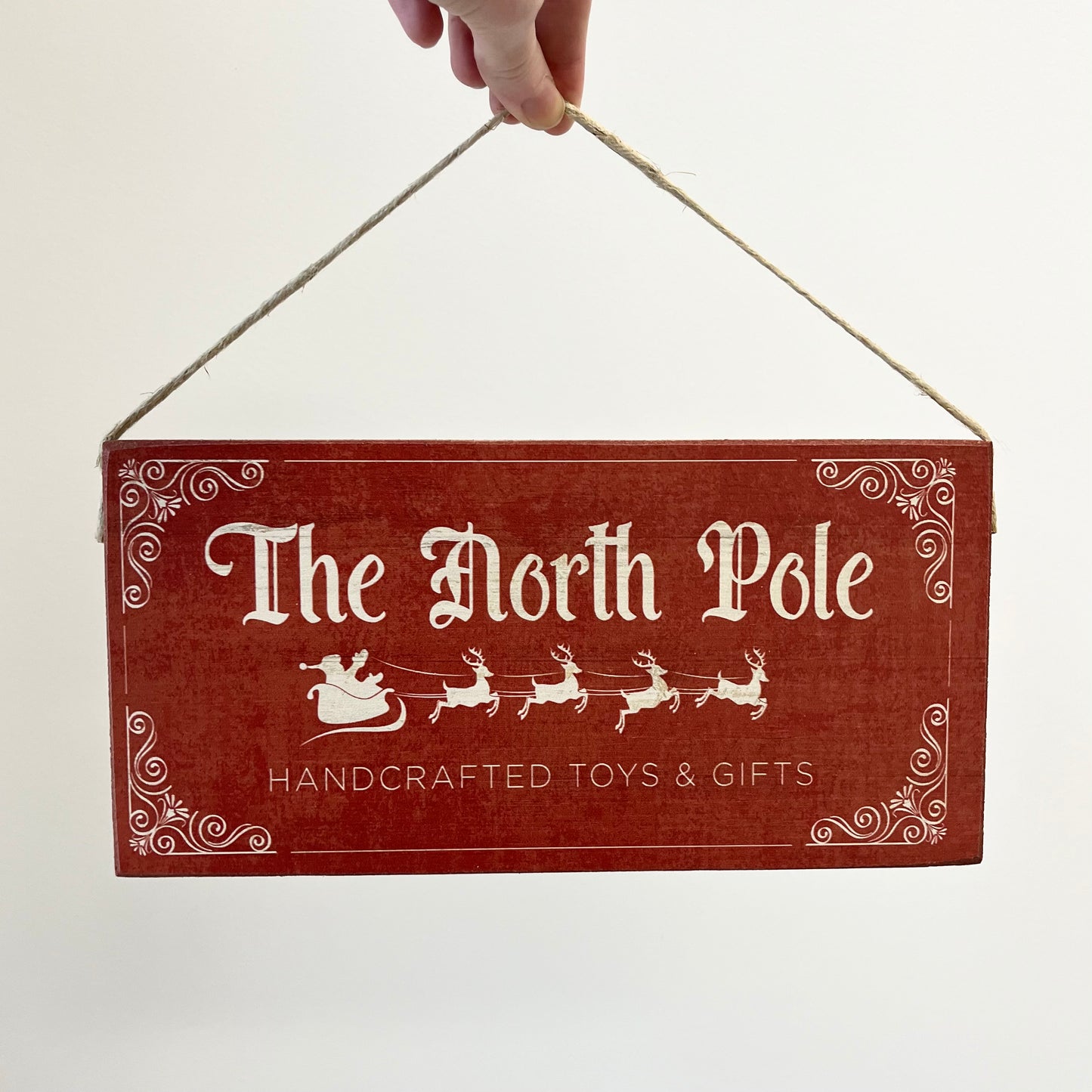 North Pole wooden sign