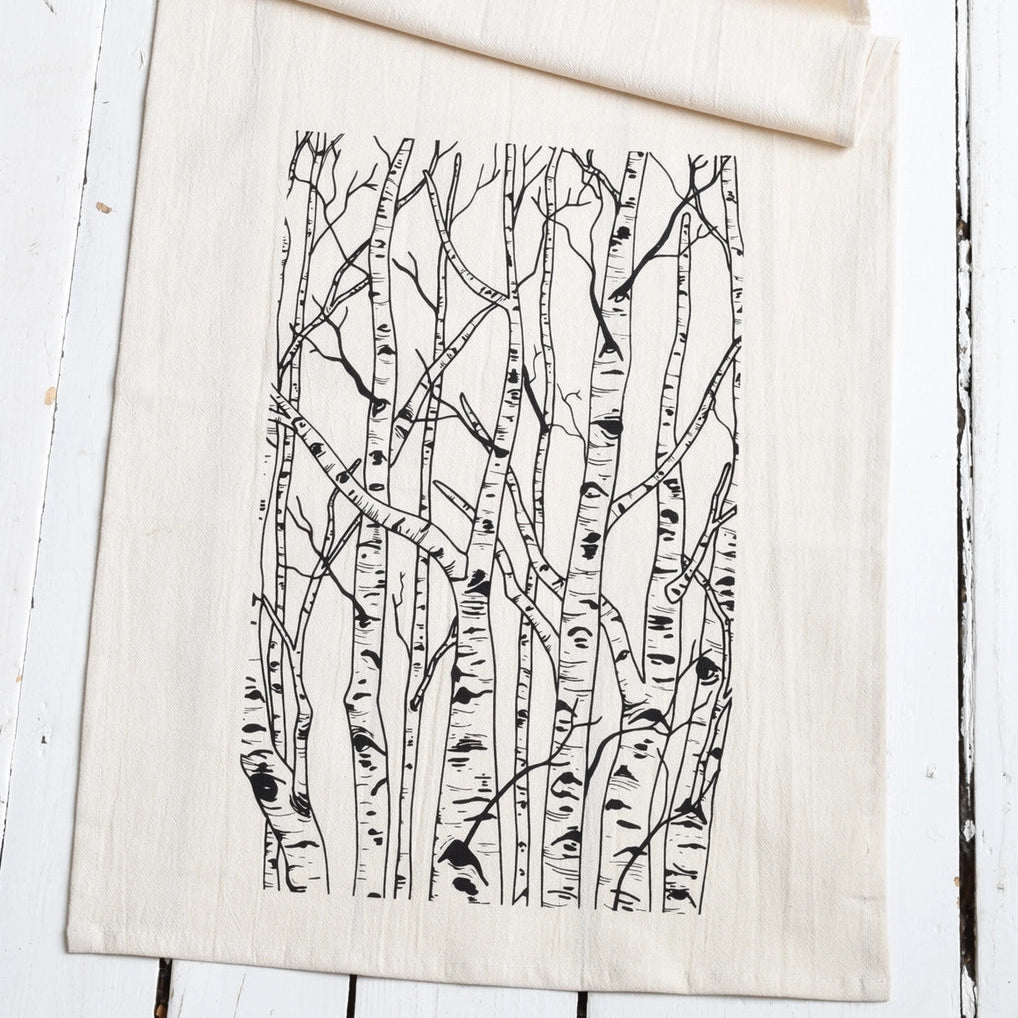 Black Birch Tree Tea Towel