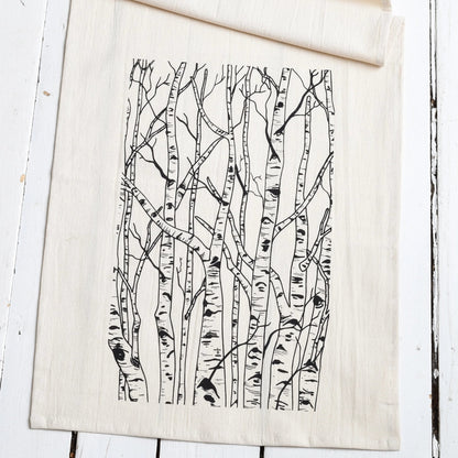 Black Birch Tree Tea Towel