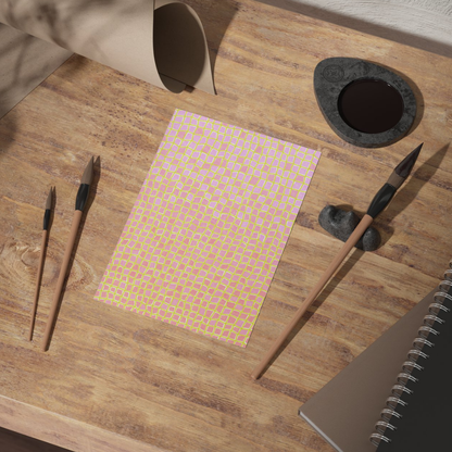 Pink and Green Wavy Grid Postcard