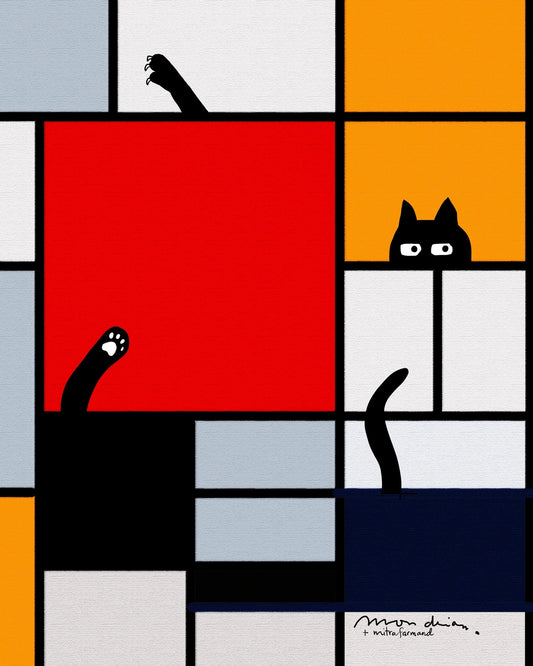 Cats in Famous Paintings - Mondrian