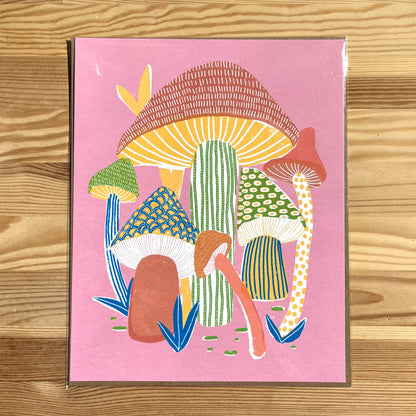 Pink Mushrooms Art Print