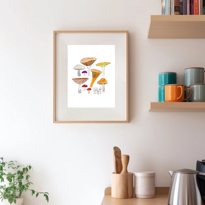Colorful Mushrooms Art Print