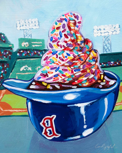 Red Sox Ice Cream Helmet Art Print