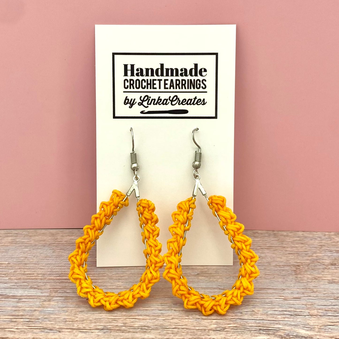 Crochet Earrings - Yellow Teardrops