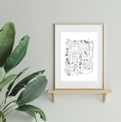 Beachcombing - Coastal Seashells Art Print
